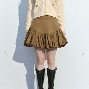 Elegant Brown Women's Bubble Skirt